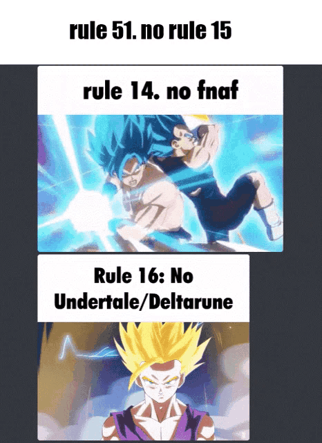 rule 51 no rule 15 rule 14 no fnaf rule 16 no undertale deltarune