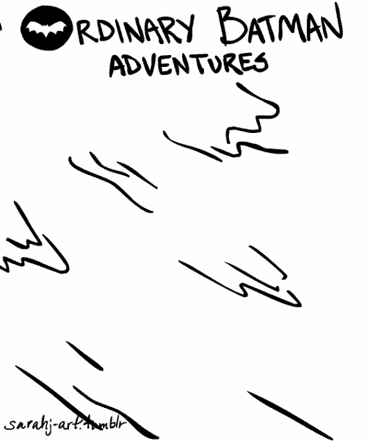 a black and white drawing of batman with the words ordinary batman adventures above him