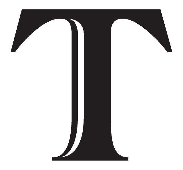 the letter t is shown in black and white