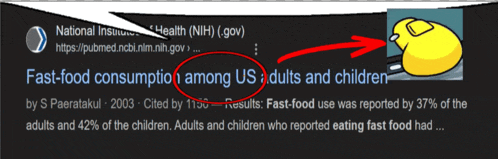 a screenshot of a website that says fast food consumptio among us adults and children