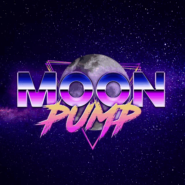 a logo for moon pump with a moon in the middle