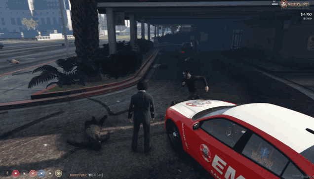 a screenshot of a video game shows a car that says em on it