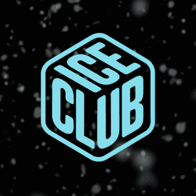 a logo for the ice club with snow falling around it
