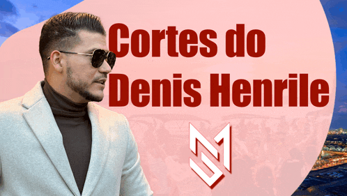 a man wearing sunglasses stands in front of a poster that says cortes do denis henrile