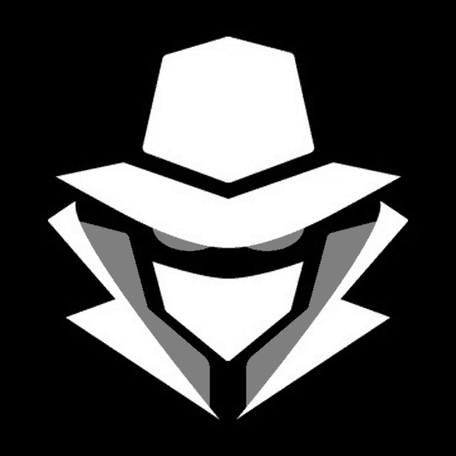 a white icon of a detective with a hat and a mask .