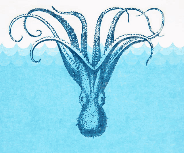 a drawing of an octopus with tentacles coming out of it 's mouth