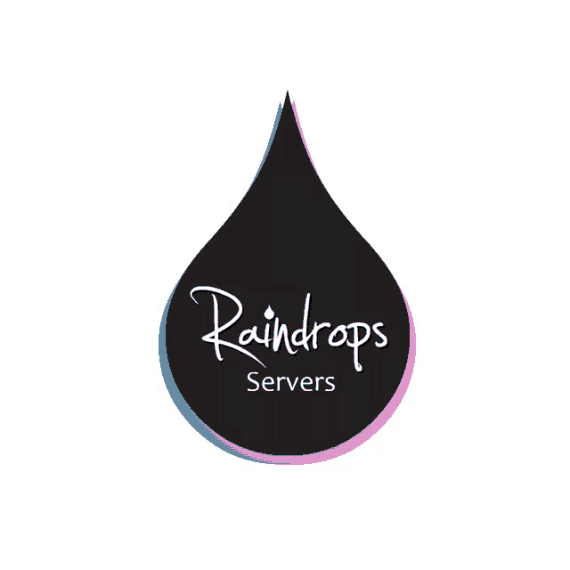 a logo for raindrops servers shows a drop of ink