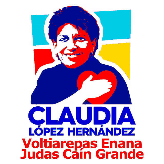 a poster for claudia lopez hernandez shows a woman holding a heart