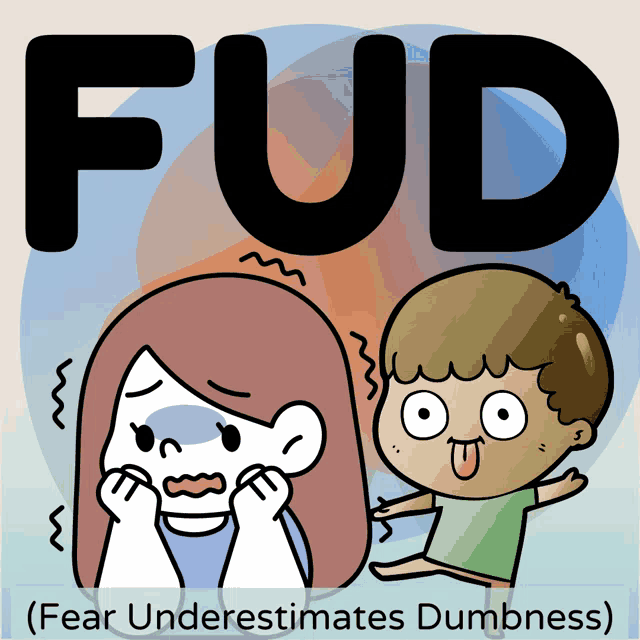 a cartoon of a boy and a girl with fud written on the top