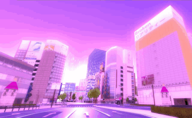 a purple and white cityscape with a building that says project on it