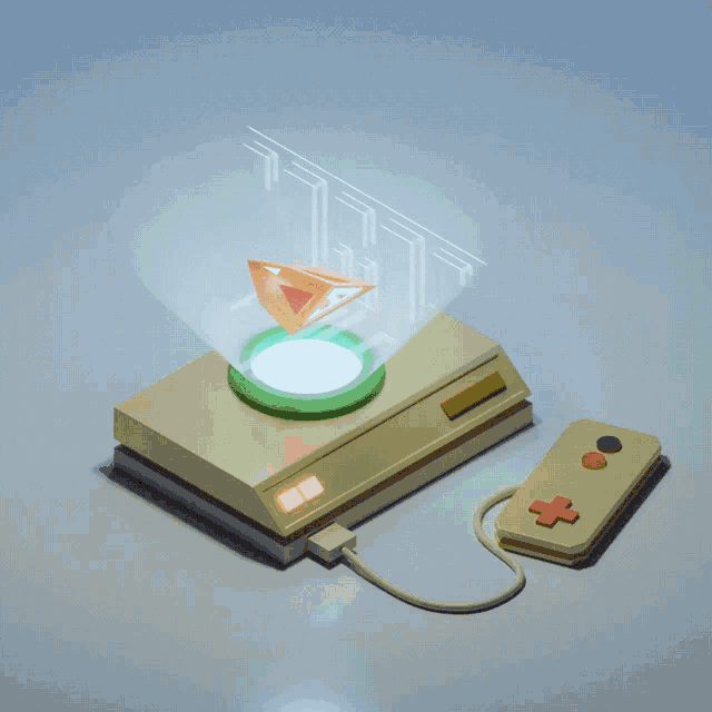 a video game controller with a triangle coming out of the top