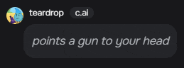 a text message from a person named teardrop c.al points a gun to your head