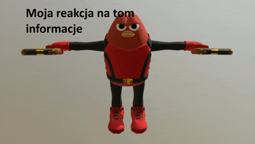 a 3d model of a cartoon character with the words " moja reakcja na tom informacje " above it