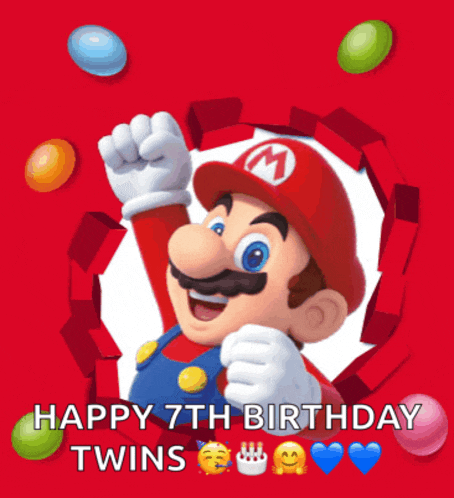 a happy 7th birthday greeting card with mario on it