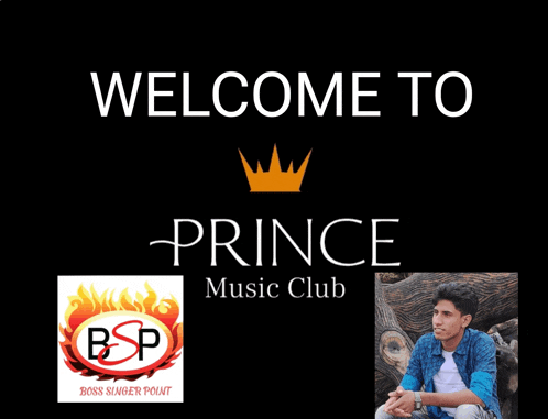 a welcome to prince music club poster with a picture of a young man