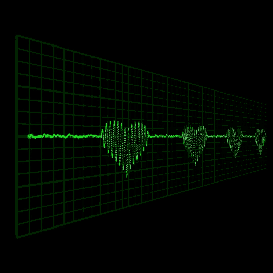 a heartbeat monitor with green hearts on the grid