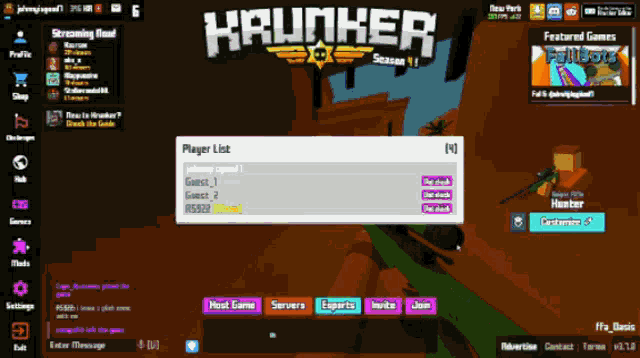 a screenshot of a game called haunher shows a player list