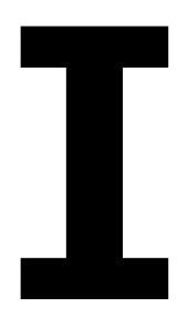 the letter i is black and white and is on a white background .