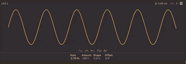 a computer screen shows a wave with a rate of 29.09 hz and amount of shape 0.0 %