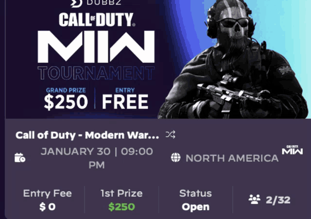 a poster for a call of duty min tournament in north america