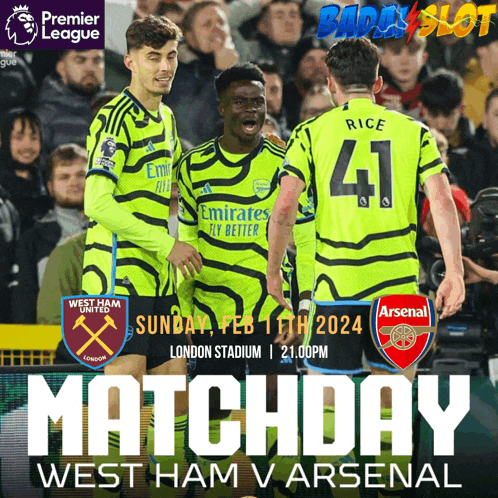 a poster for a premier league match between west ham united and arsenal