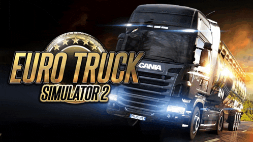 a poster for euro truck simulator 2 showing a black truck