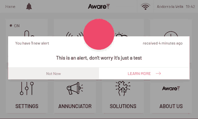 a screenshot of an aware app with a red circle in the middle