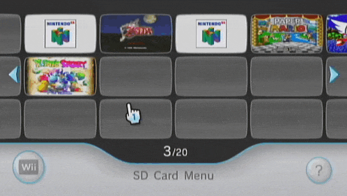 a screenshot of a sd card menu for a wii game