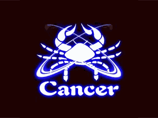 a sign that says cancer with a crab in the middle