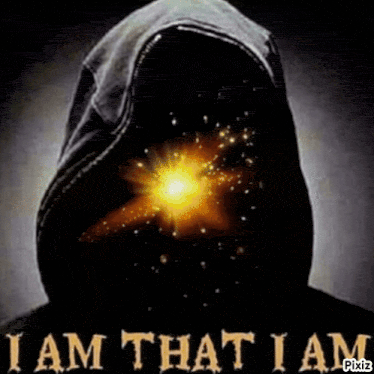 a picture of a hooded figure with the words i am that i am on it