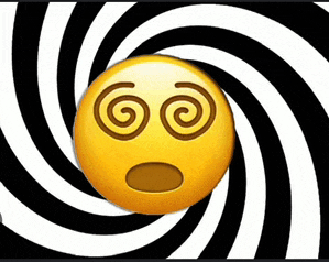 an optical illusion with a yellow smiley face in the middle