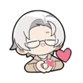 a cartoon of a man with glasses holding a heart .