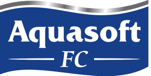 aquasoft fc logo on a blue background
