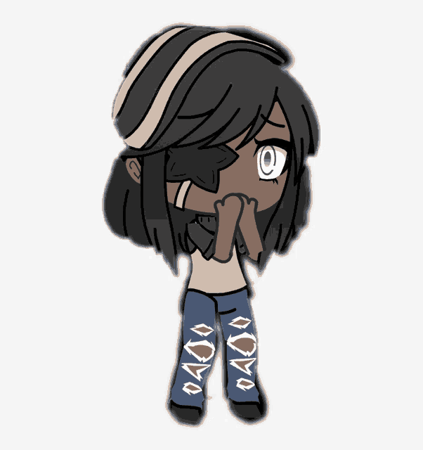 a drawing of a girl wearing ripped jeans