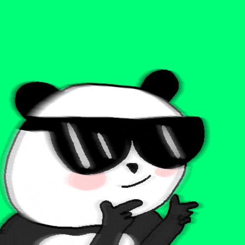 a panda bear wearing sunglasses is giving a thumbs up sign