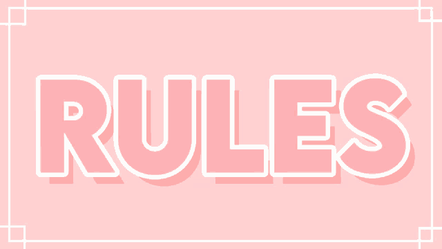 a pink background with the word rules written in white letters