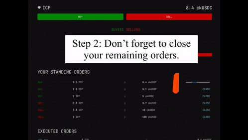 a screenshot of a website that says " step 2 : don t forget to close your remaining orders "