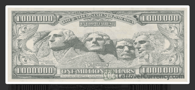 the back of a one million dollar bill from the united states