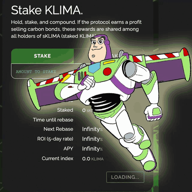 a cartoon of buzz lightyear with the words stake klima on the top