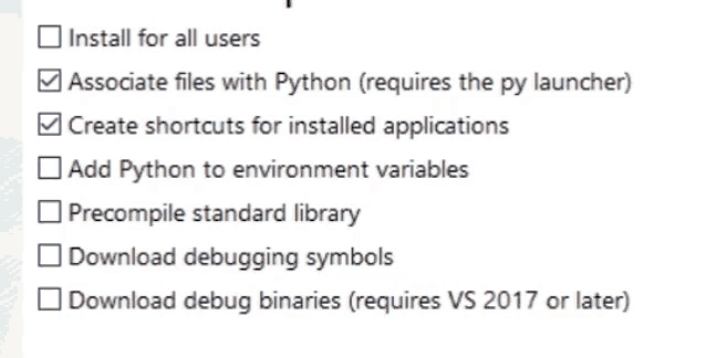 a list of options for installing python