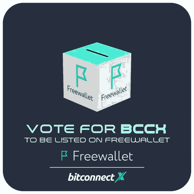 a sign that says vote for bcck to be listed on free wallet