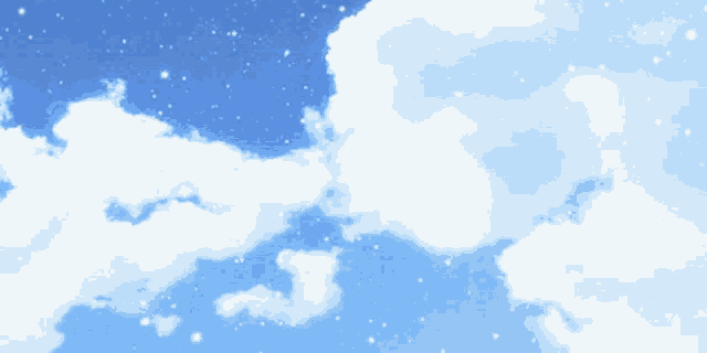 a blue sky with white clouds and a few stars