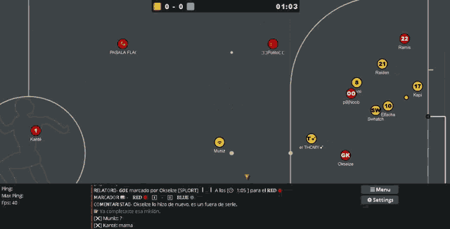 a soccer game called red scores is being played on a computer