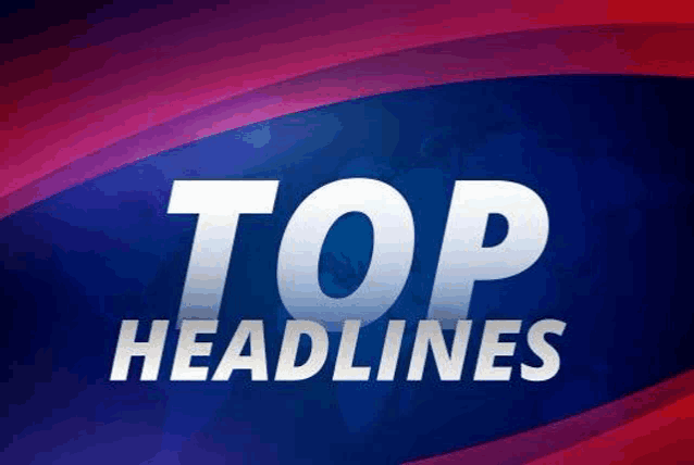 a logo for top headlines on a blue and red background .