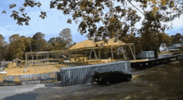 a car is parked in front of a construction site