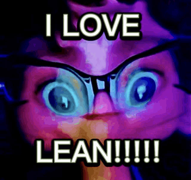 a picture of a person with glasses and the words i love lean !!!