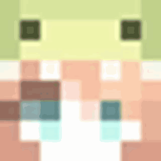 a pixel art of a frog 's face with a blurred background