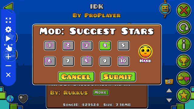 a screenshot of idk by proplayer mod success stars