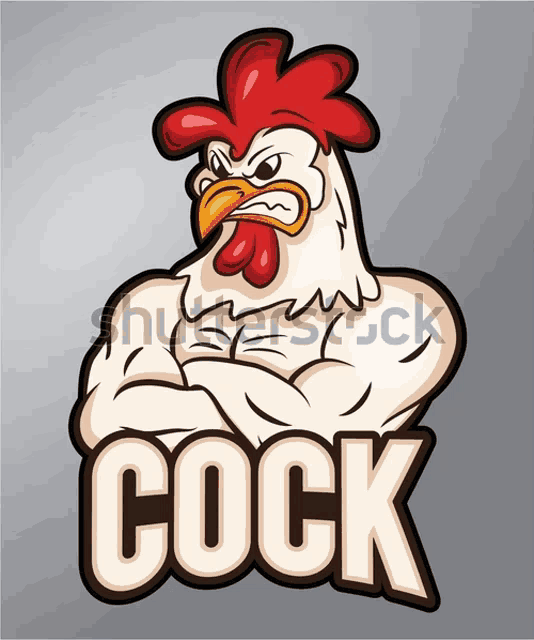 an illustration of a rooster with the word cock on it