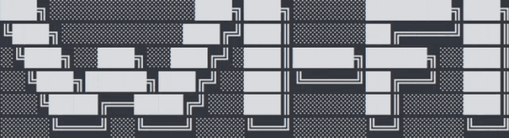 a gray background with white squares and lines that looks like a grid